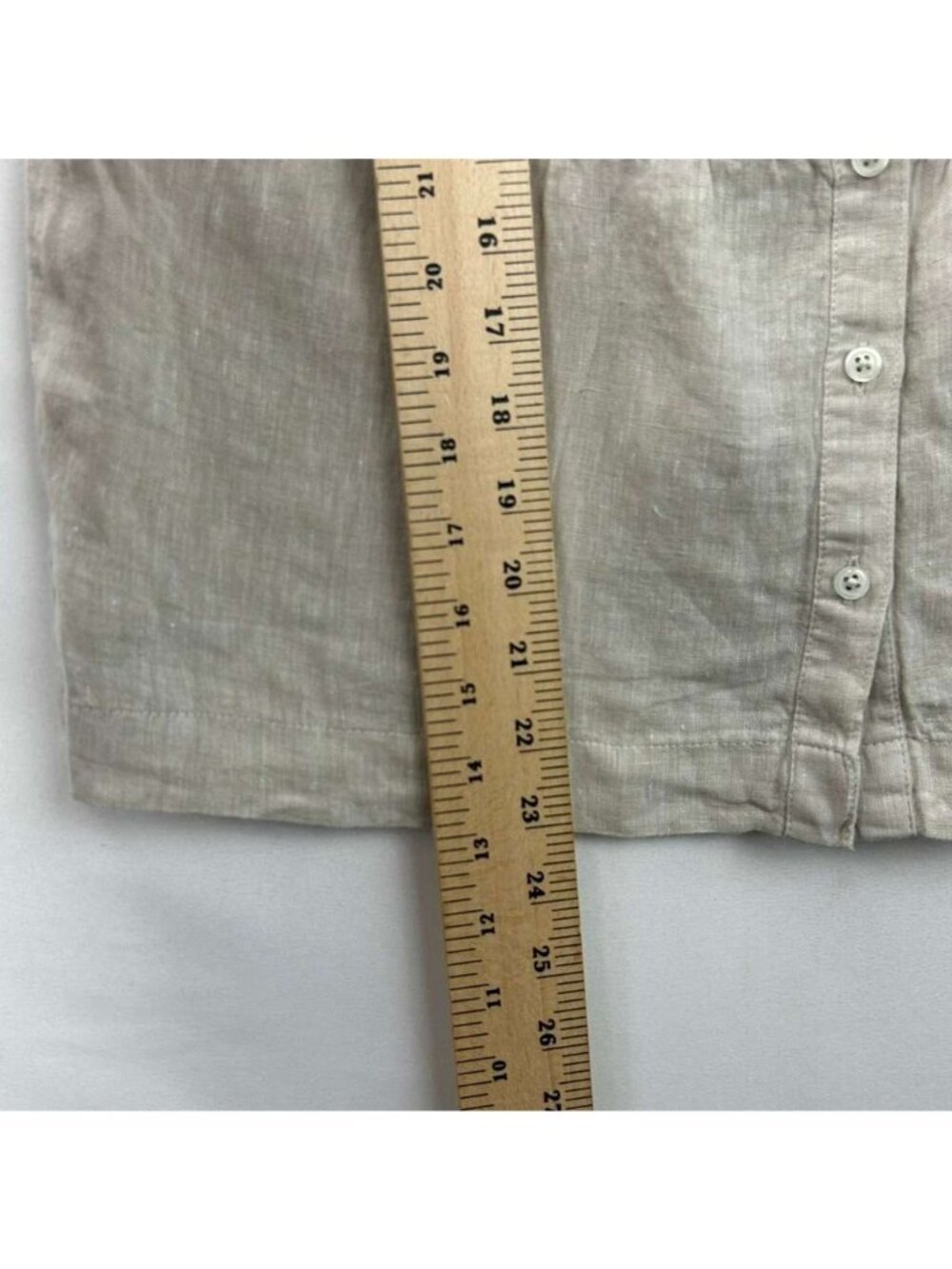 Talbots Women's S 100% Linen Blouse Beige Pintuck Lace Trim Button Down Top NWT - Picture 7 of 16
